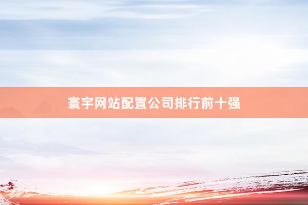 寰宇网站配置公司排行前十强