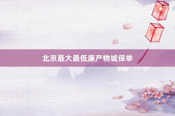 北京最大最低廉产物城保举